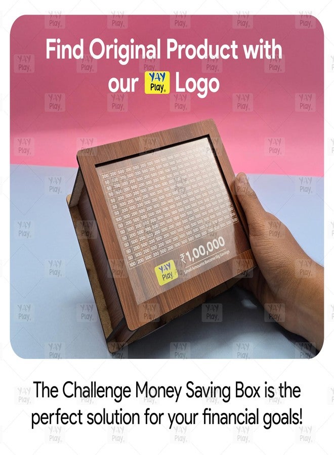 YaYplay Yay Play 1,00,000 Rupees Money Saving Box | Wooden Piggy Bank with Easy Tracking of Savings - Reusable Piggy Bank- Original Brand Yay Play - Image 5